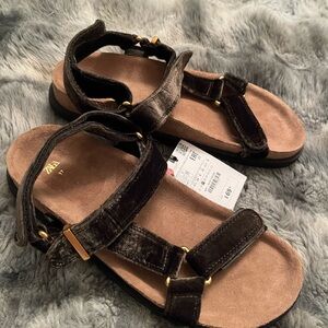 Zara Women's Velvet Sandals - Dark Brown